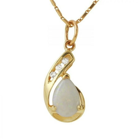 Foreli 1.09CTW Opal And Diamond 10k Yellow Gold Necklace