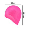 thumbnail image 2 of Gorro de natación unisex para cabello corto y largo, de silicona, con orejas que cubren, para mujeres, hombres, niños y adultos, color rosa., 2 of 5