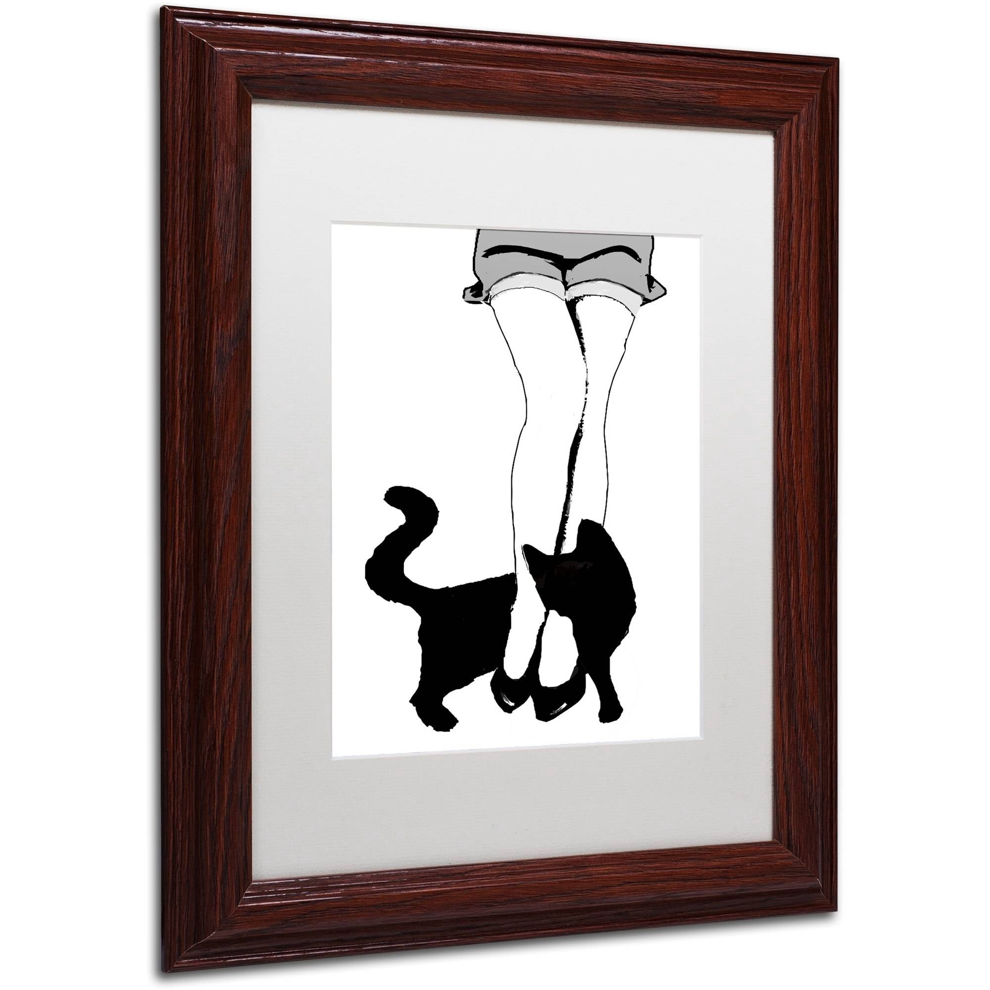 Trademark Fine Art "Black Cat" Canvas Art by Color Bakery White Matte, Wood Frame