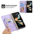 thumbnail image 6 of SaniMore for Samsung Galaxy Z Fold 3 Magnetic Flip Wallet Case with Cross Body Strap, PU Leather Case with Card Slot & Multi-Angle Kickstand Shockproof Protective Case for Girls Ladies, Purple, 6 of 8