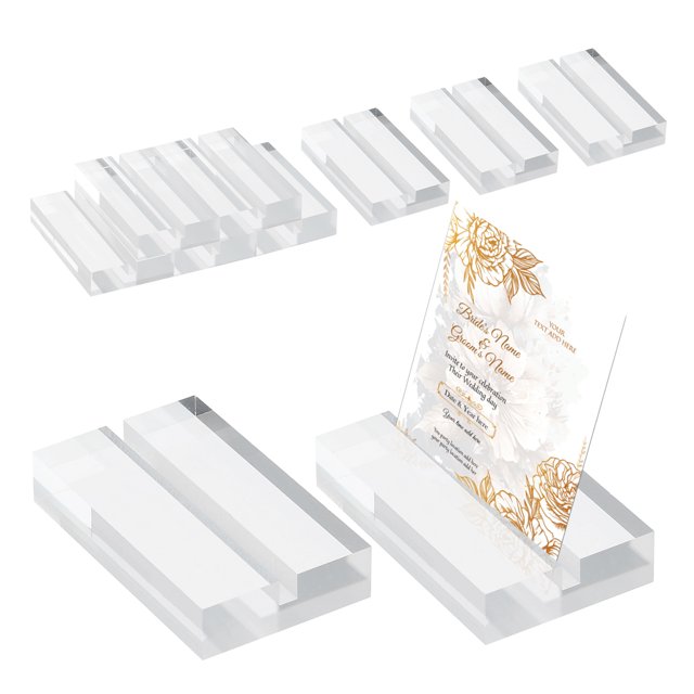 Soportes de tarjetas de lugar de acrílico Uxcell 2x1.2x0.4 pulgadas, soporte de exhibición de fotos de mesa, transparente paquete de 10