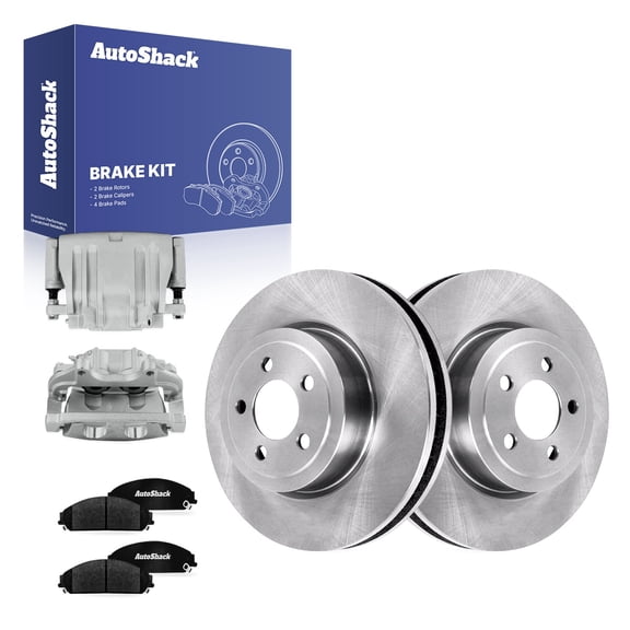 AutoShack Front Vented Brake Rotors   Ceramic Pads   Calipers 8-PC Brake Kit Replacement for 2006-2011 Dodge Charger 2005-2011 Chrysler 300 2009-2011 Dodge Challenger 13.58" (345 mm)