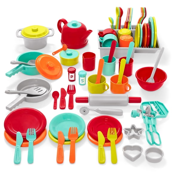 Battat Deluxe Kitchen Plastic Playset Pretend Play Cooking & Baking Accessories for 2 Years  