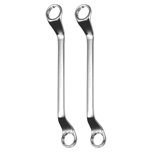 Juego de 2 llaves de caja de extremo con desplazamiento de 45 grados 27mmx30mm 12 puntos de acero aleado con acabado de cromo espejo llave de caja doble herramienta de reparación de grado industrial