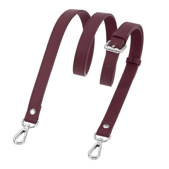 Uxcell 0.7" Genuine Leather Purse Strap for Bag (Burgundy, Silver Buckle)