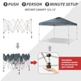 thumbnail image 5 of CROWN SHADES 12x12 Pop Up Canopy Outside Canopy Patented One Push Setup Tent Canopy Sun Shade Gray, 5 of 7