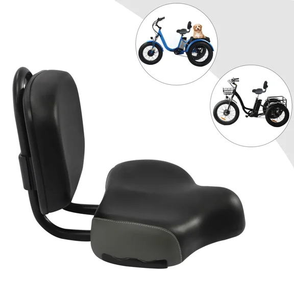 Black Bicycle Bike Tricycle Saddle Seat Rest Seat Cushion Pad w/ Backrest