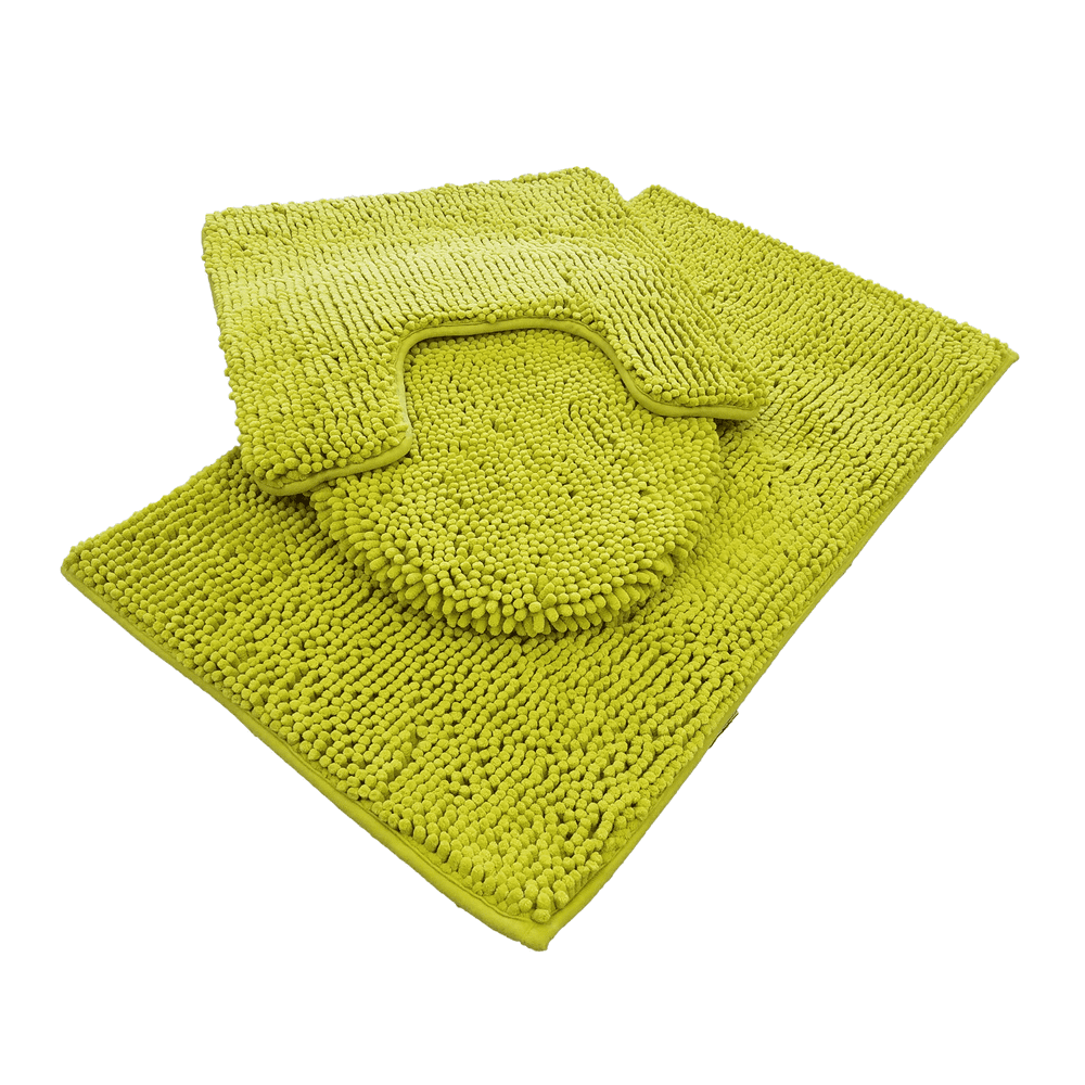 Chenille Bath Mat Rug 3PC Set 100 Microfiber Noodle Bath Mat, Contour