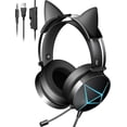 thumbnail image 1 of Auriculares Oreja de Gato con Micrófono con Cancelación de Ruido y Sonido Envolvente, Auriculares Gaming con Orejas de Gato Extraíbles, Luces LED, Compatibles con PC, Xbox One, PS4, PS5, Switch, Auriculares Gamer Negros con Cable Rojo Verde Cocina, Decoración y Otros, 1 of 5