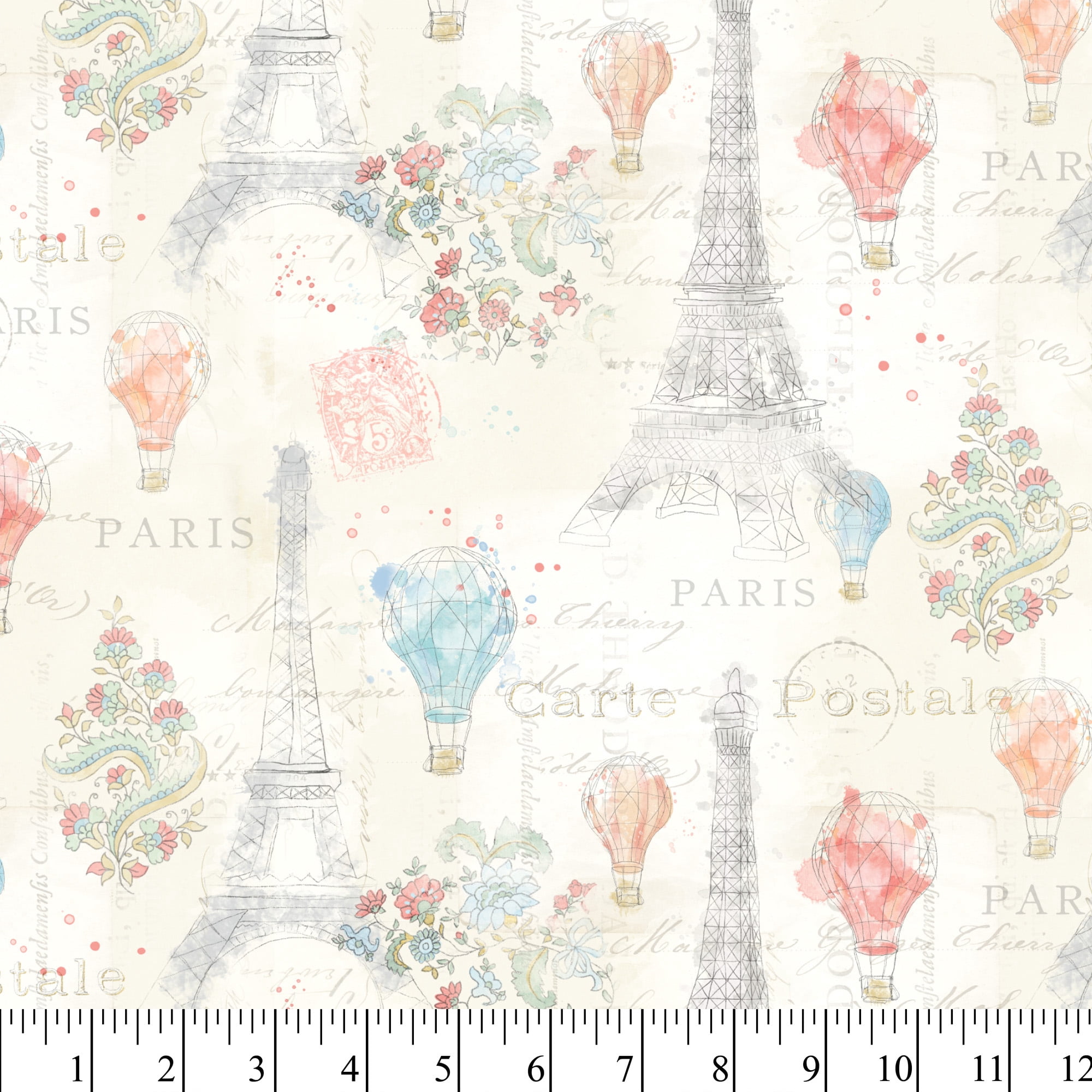 David Textiles Cotton Fabric Lighthearted in Paris Collection 44 Inches