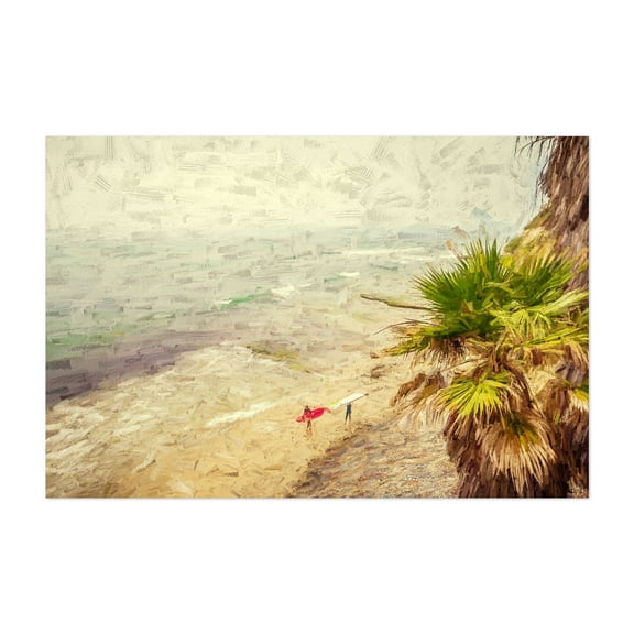 Seaside Stroll - Impressionist - Encinitas California Digital Art Unframed Wall Art Print 5 x 7 inches