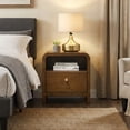 thumbnail image 2 of Roundhill Furniture Eldren Wood Nightstand with Solid Rubberwood Frame, Walnut Finish, 2 of 9