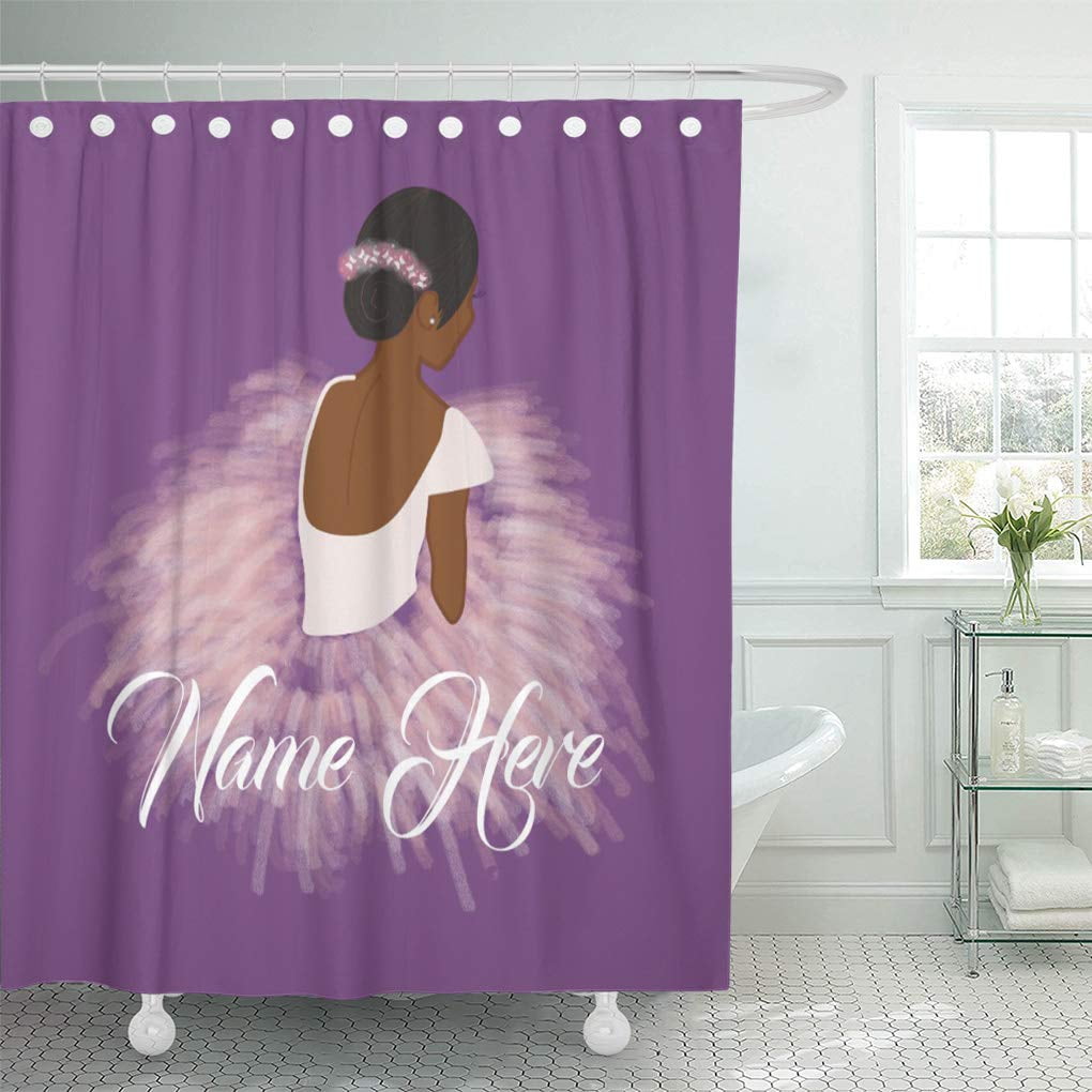 CYNLON Dancer Personalized Name Ballerina American Black Girl Umeimages Bathroom Decor Bath