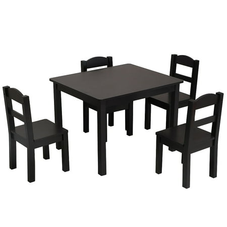 Clearance! Table and 4 Chair Set for Kids, Multipurpose Toddler Table and Chair Set, Wooden Child Art Table/Study/Picnic/Dining Table, Playroom Furniture for 3+ Years Old Boy/Girl, Espresso,