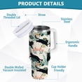 thumbnail image 2 of Yayeee 40oz Stainless Steel Tumbler with Straw and Handle Double-Wall Insulated Travel Water Bottle, Black Floral Cat Pattern, 2 of 8