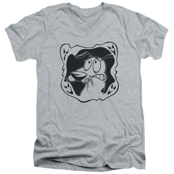 Courage The Cowardly Dog - Ghost Frame - Slim Fit V Neck Shirt - X-Large