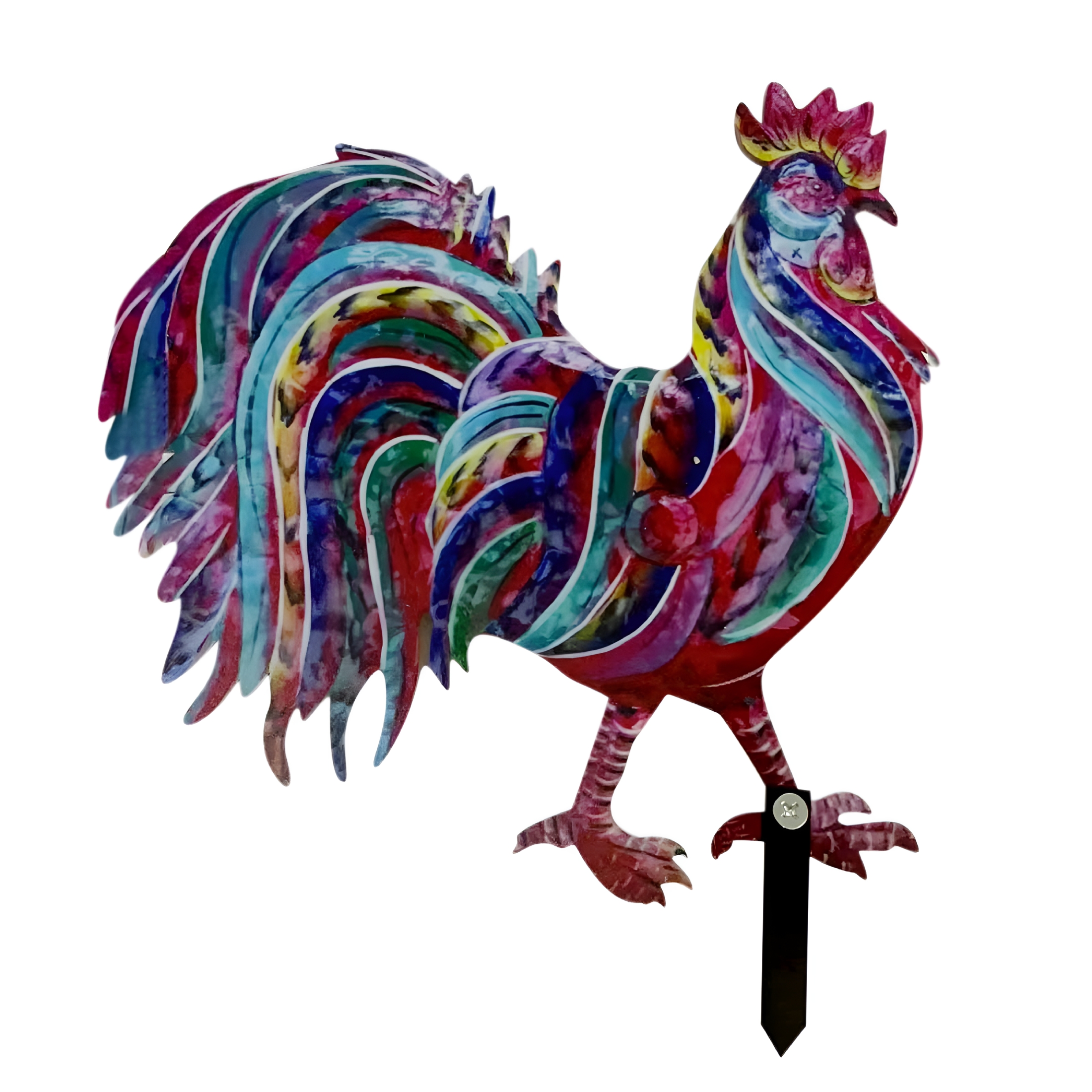XIBUFE 2026 New Home Decorations Metal Rooster Animal Garden Sculptures Art Decor for Garden Patio Yard Farm Back Yard,Color Chicken Statue