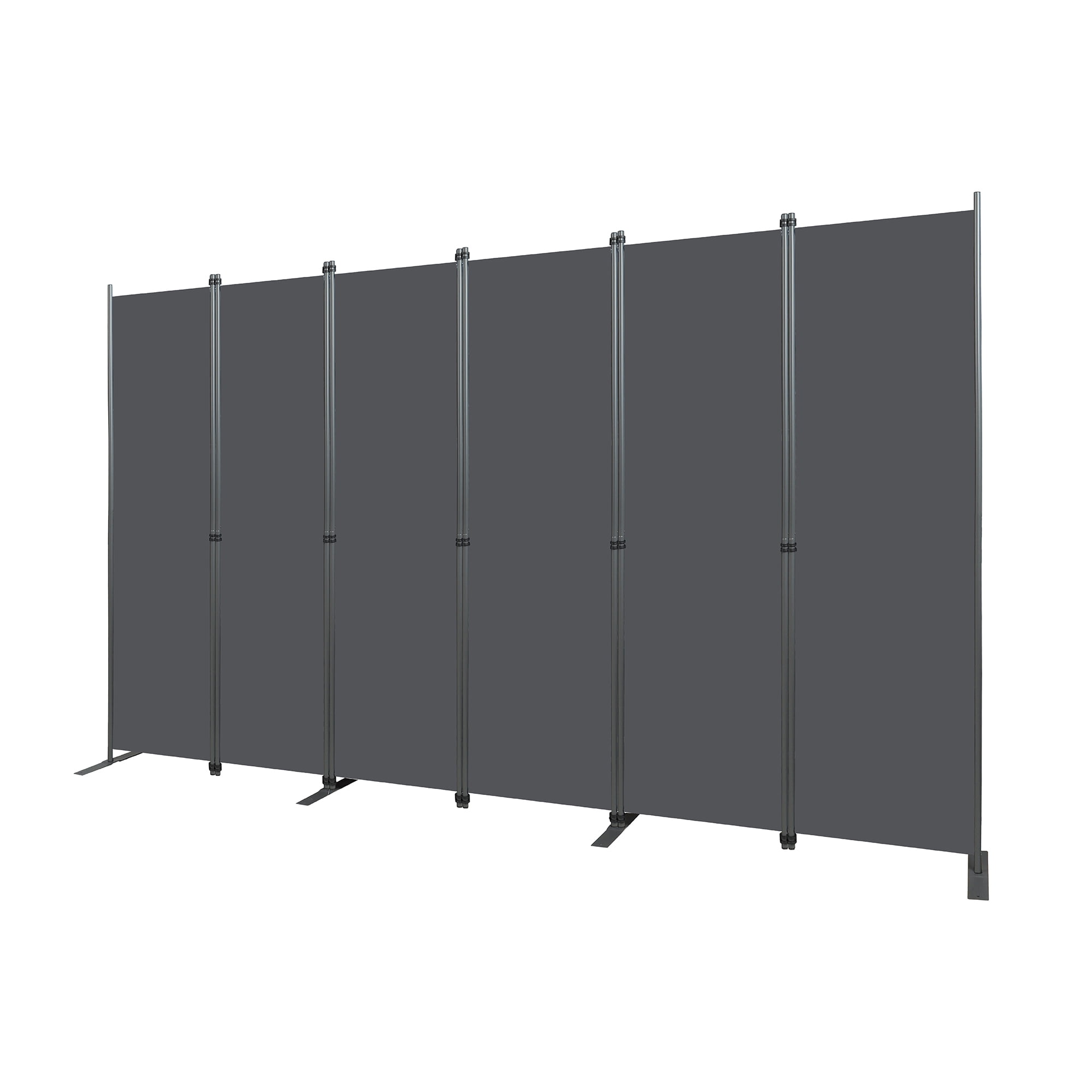 Room Divider 6-Panel -120" W × 71 "H Folding Privacy Screen for Indoor Space, Heavy-Duty Metal Frame & Polyester Fabric Portable Freestanding Partition for Bedroom,Office & Living Room-Black Gray