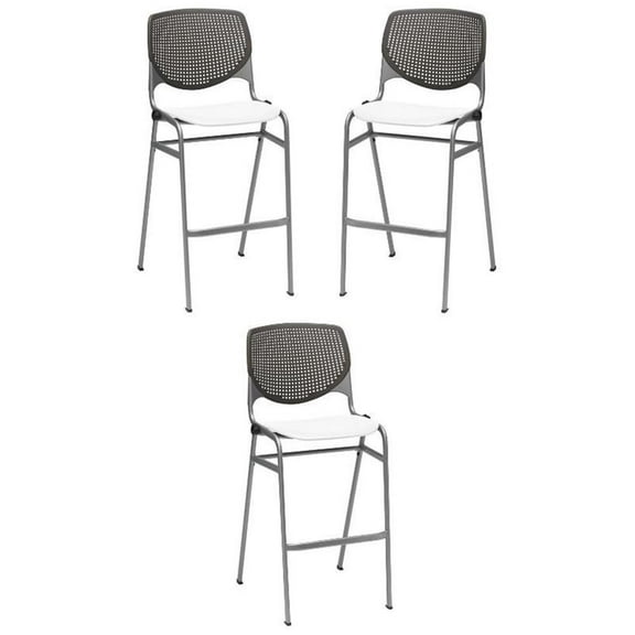 Home Square Stack Barstool in Brownstone Back/White Seat - Set of 3