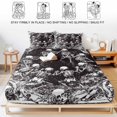 thumbnail image 5 of Twin Sze Fitted Sheet Set - Happy Halloween 2 Piece Bedding Sets 16" Deep Pocket Fitted Sheet with 1 Pillowcase, Fall Spooky Skeleton Retro Black Brushed Microfiber Hotel Luxury Bed Sheets, 5 of 9