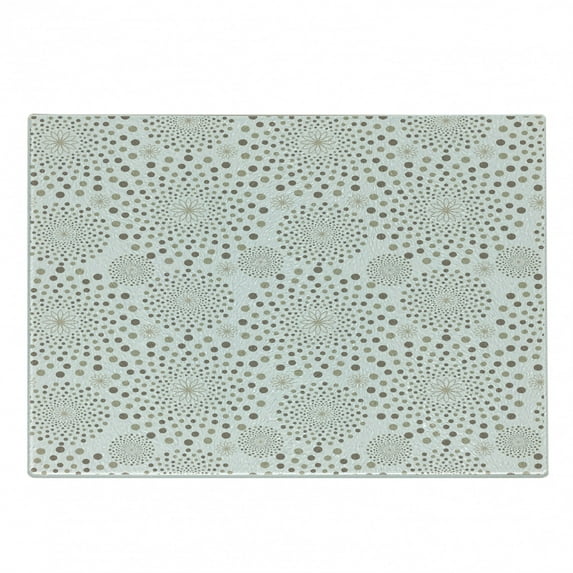 Geometric Cutting Board, Geometrical Floral Patterns Dots Monochromic Classic Nostalgia Circles, Decorative Tempered Glass Cutting and Serving Board, Small Size, Warm Taupe Cocoa, by Ambesonne