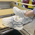thumbnail image 6 of AUDeals Women Chunky Platform Sneakers, Colorblock Casual Shoes, Breathable Walking Shoes with Glitter Detail (White, 8), 6 of 9