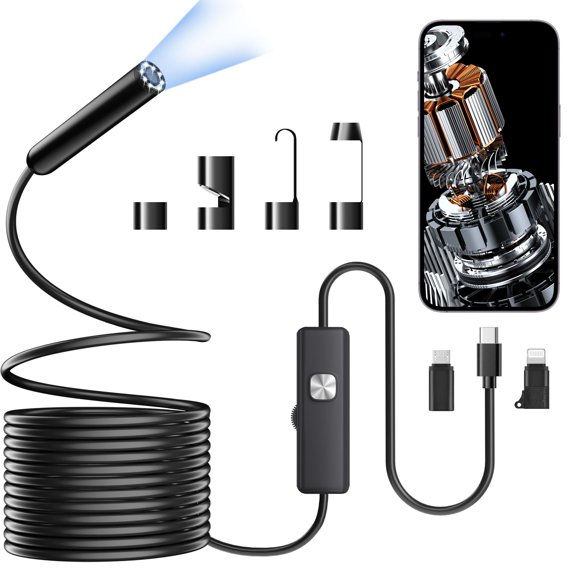 Endoscopio PAPIBLU 1920P HD Boroscopio de 5 m con 8 luces LED IP67