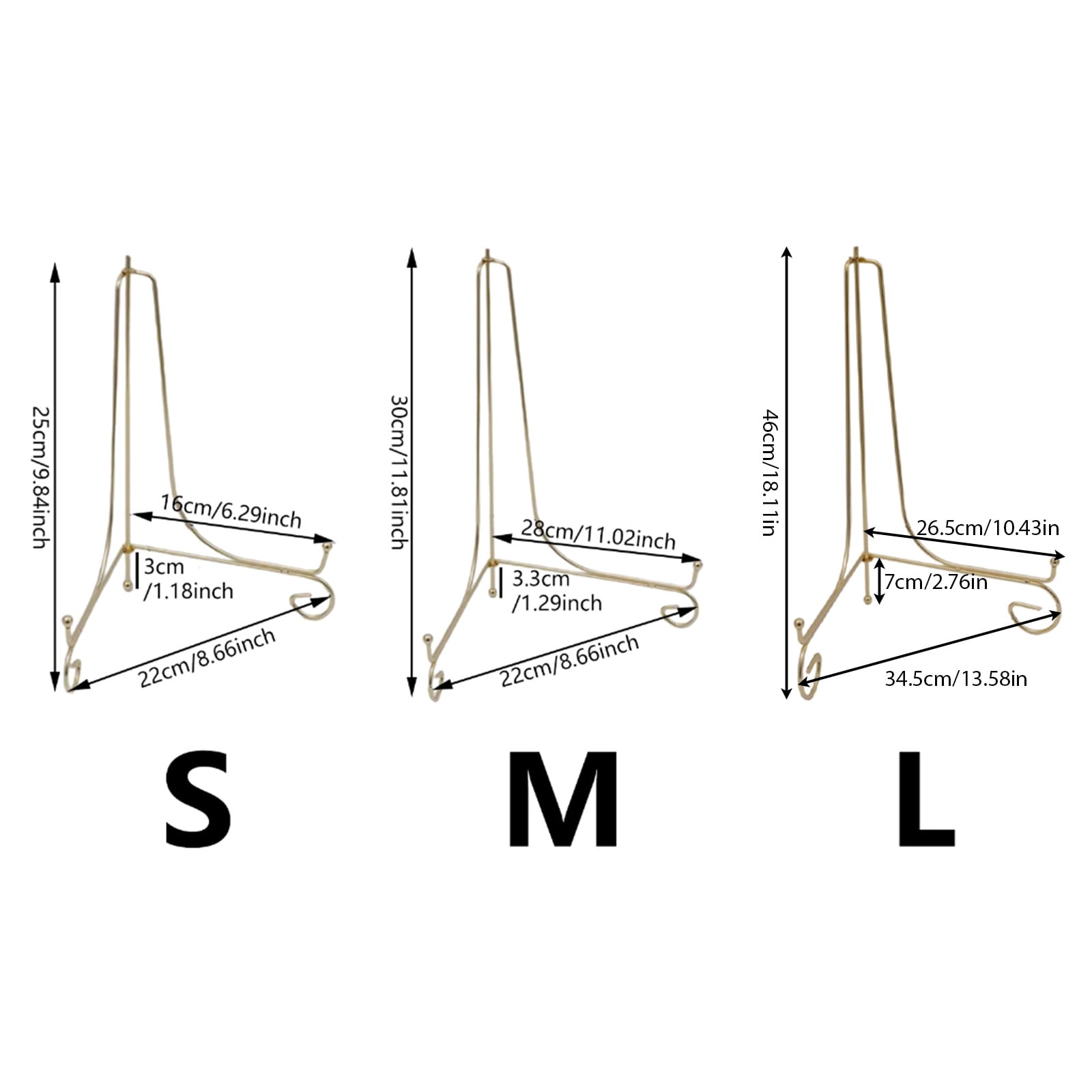 Effective Metal Plate Display Stands Elegant Storage Rack Portable Display Easels for Pictures, Plates and Artwork