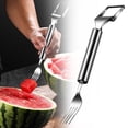 thumbnail image 2 of Classic Kitchen Accessories, 2 In 1 Stainless Cutter Upgraded Kitchen Gadget Watermelon Fork Slicer Cutter Slicer Tool Head Forks Slicer Watermelon Cutter Fork Forks 2pc, 2 of 7