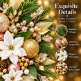 thumbnail image 4 of 24 Inch Christmas Wreath for Front Door, Artificial Holiday Wreath with White Flowers, Gold Ornaments, Pinecones and Berries, 4 of 8