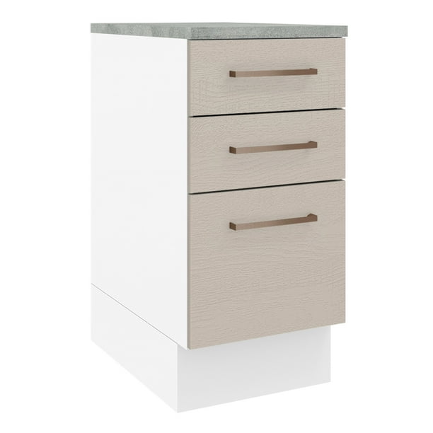 Mueble de Cocina 40 cm 3 Cajones Blanco/Crema Agata MADESA