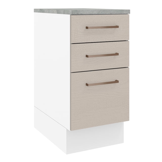 Mueble de Cocina 40 cm 3 Cajones Blanco/Crema Agata MADESA