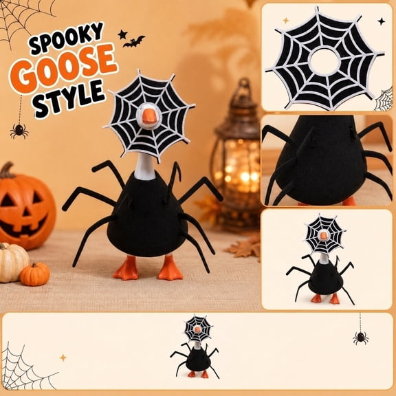 7 Inch Desk Goose Outfits, Halloween Colorful Spider Web Dress Up Costume Set, Mini Decor Accessories For 7 Inch Magnetic Desktop Goose, Table Ornament (Black)