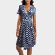 thumbnail image 1 of Vestidos de Lino Para Mujer, Falda Informal Para Mujer, Nuevo Vestido de Comercio Exterior Para Mujer, Cuello En V, Manga Corta, Estampado, Bolsillo, Largo Medio, 1 of 4