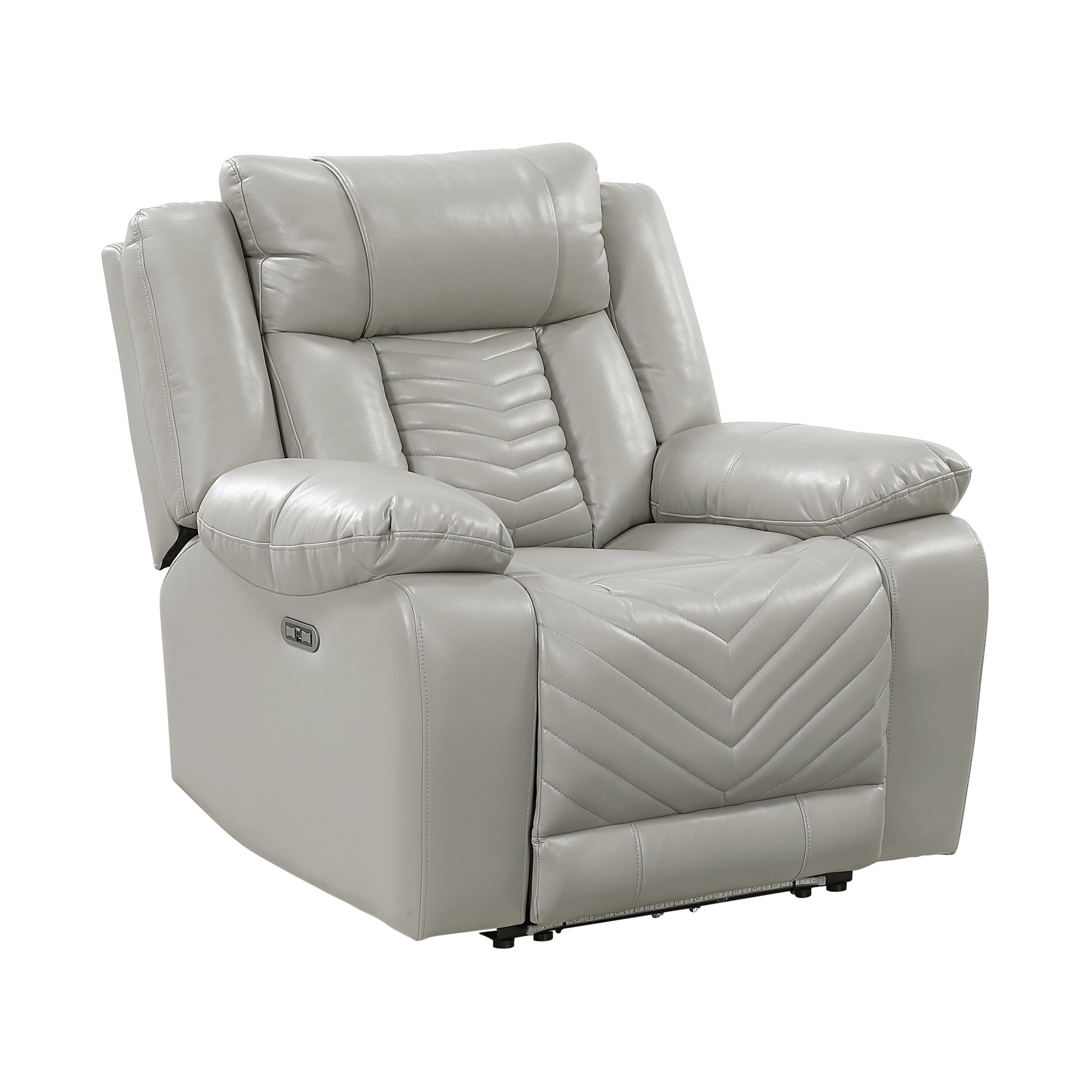 OakvillePark Orinthal Faux Leather Power Reclining Chair with LED and Charging Ports, Gray