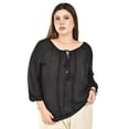 thumbnail image 1 of Blusa con detalle de borlas Roman Fashion /Tallas Extras, 225 (Negro) negro 42, 1 of 5