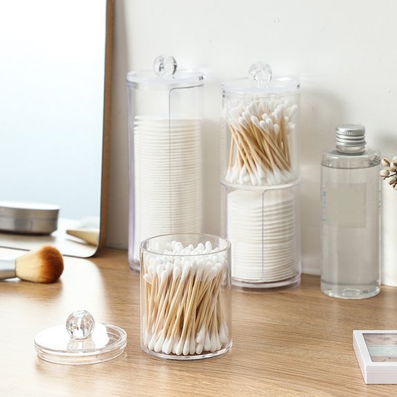 ibasenice PS Cotton Swab Cotton Storage Box with Lid Sealing Housekeeping 1Set