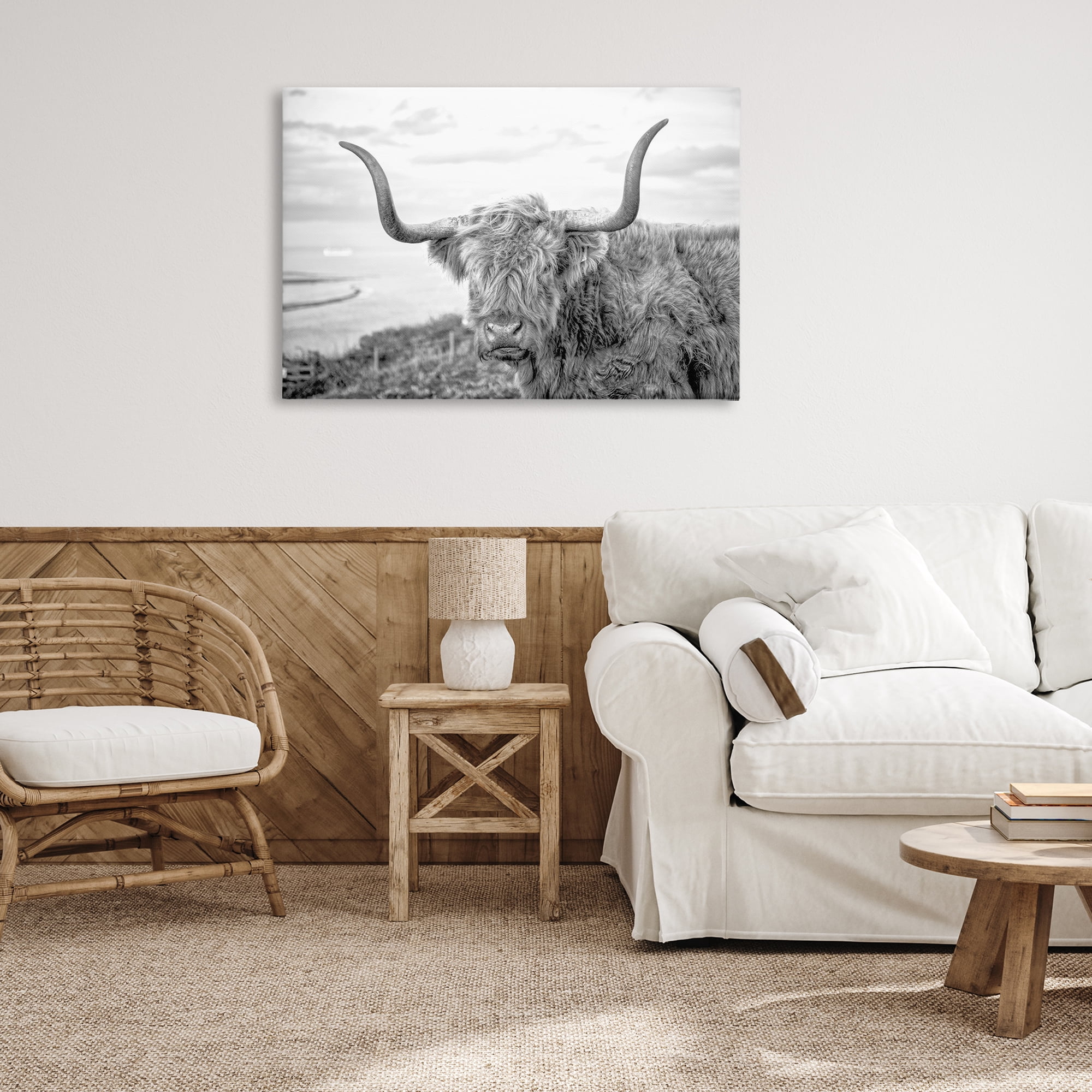 Stupell Industries Traditional Fuzzy Cattle Animals & Insects Photography Gallery Wrapped Canvas Art Print Wall Art, 36 x 24
