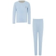 thumbnail image 3 of Miutii Boys Girls Long Johns Top And Bottom Thermal Underwear Homerwear Fleece Lined Cold Weather Base Layer Set Light Blue 5-6, 3 of 7
