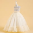 thumbnail image 4 of AUNVITO Girls Sleeveless Round Neck Embroidered Beaded Tulle Puffy Ball Gown Princess Formal Evening Party Dress, 4 of 9