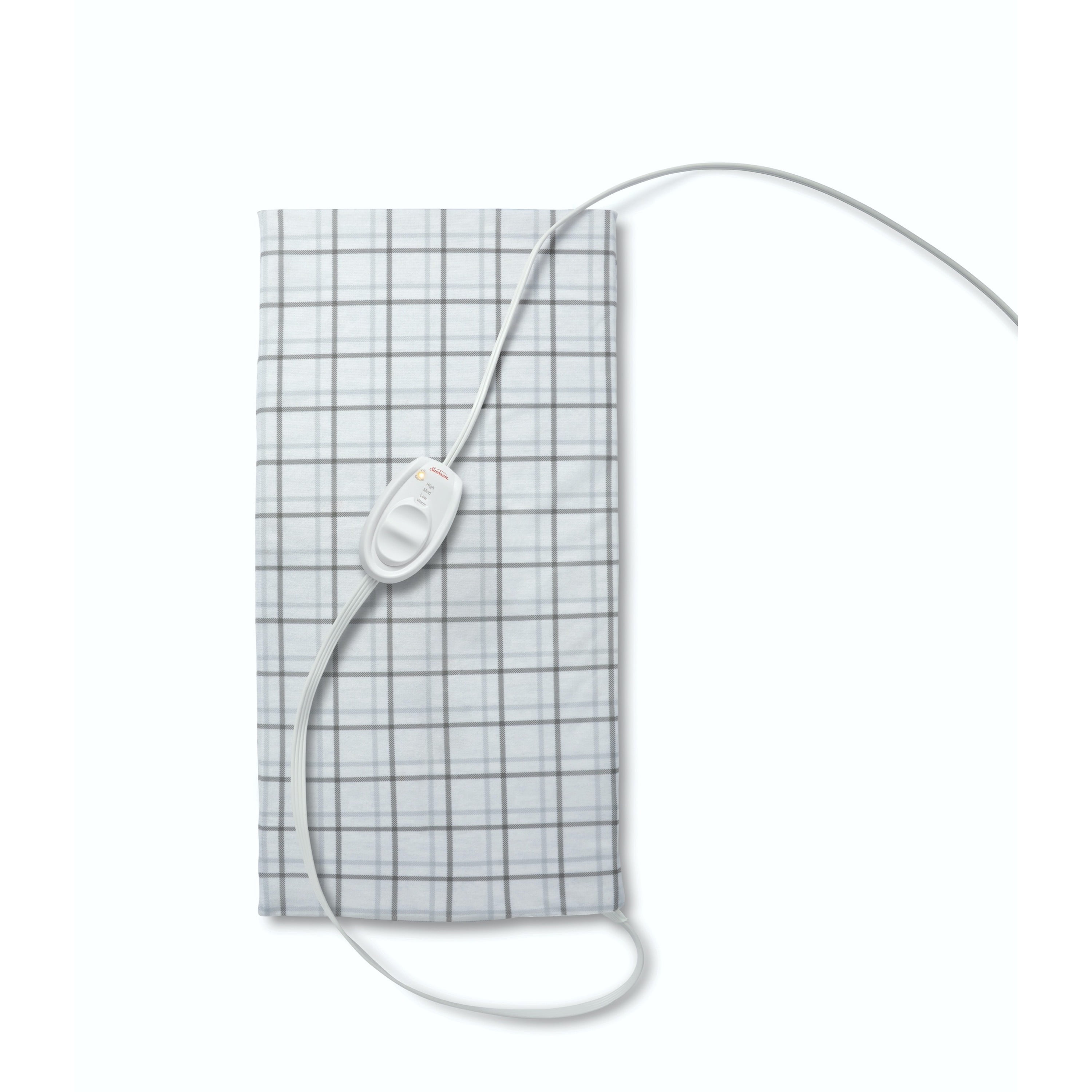 Sunbeam King Size Heating Pad with Easy-to-Use Slide Controller Designed for Users with Arthritis, White Plaid