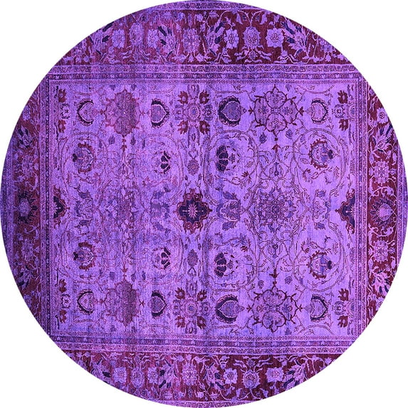 Ahgly Company Indoor Round Oriental Pink Industrial Area Rugs, 4' Round