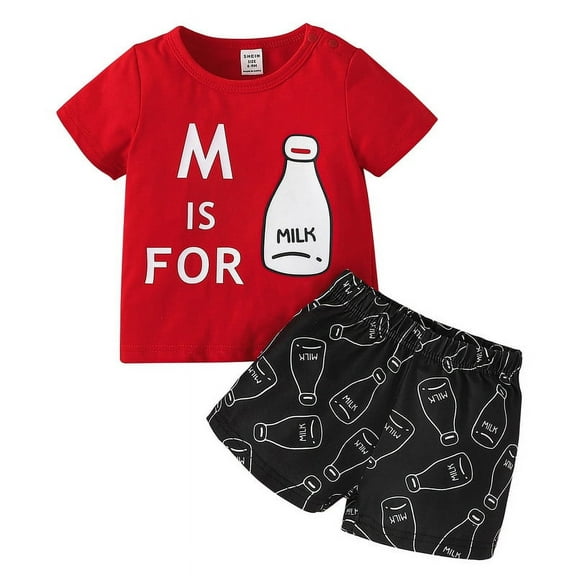 Inadays Toddler Baby Boys Clothes Outfits Short T Shirt Shorts Set Summer 2pcs Clothing Sets, 12-18 Months