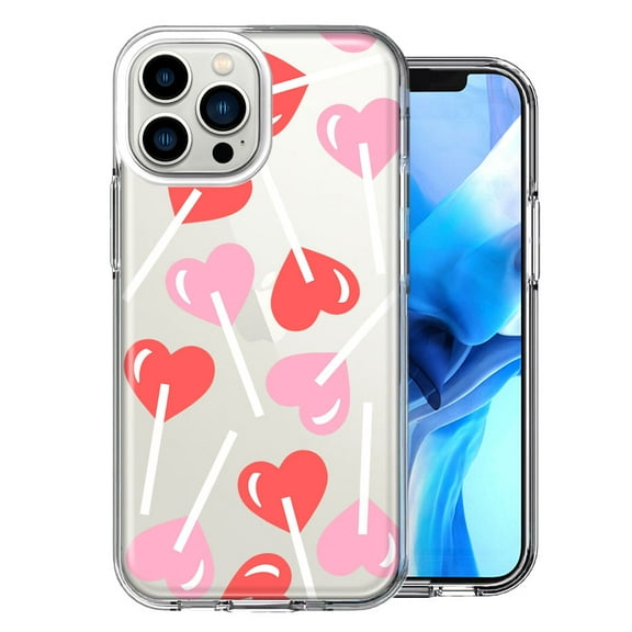MUNDAZE Case for Apple iPhone 15 Pro Max Slim Hard Shell Soft TPU Hybrid Shockproof Heavy Duty Protective Phone Cover - Heart Suckers Lollipop Valentines Day Candy Lovers