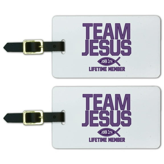 Team Jesus John 3:16 Christian Luggage ID Tags Suitcase Carry-On Cards - Set of 2