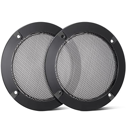 Cubierta de rejillas para altavoces, Facmogu, 4" redondo negro + malla metálica + altavoces de woofer