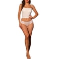 thumbnail image 2 of Unique Bargains Women's Satin Mid-Rised Comfortable Brief Lace Trim Breathable Bikini Underwears Light Pink M, 2 of 4