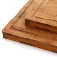 thumbnail image 6 of MegaChef 3 Piece Bamboo Checkered Pattern Cutting Board Set with Storage Holder, 6 of 9