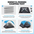 thumbnail image 5 of SANOPY 6-8 Person Instant Camping Tent with Removable Rainfly, Auto Setup Pop Up Tent for Family Outdoor /Hiking/Traveling with Carry Bag, Light Blue, 5 of 10