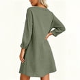 thumbnail image 7 of TEAJOPSUU Women's Midi Dresses Cotton Blend Loose Fit V Neck Button Placket Long Sleeve Dresses with Pockets Casual Solid Color Dresses Olive Green, 7 of 7